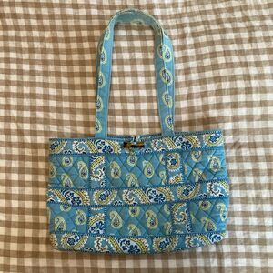 VTG Vera Bradley Bermuda Blue Paisley Small Toggle Tote Purse